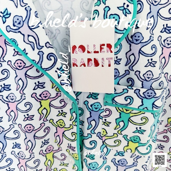 Roller Rabbit Disco Monkey Polo Pajamas in Mermaid Size Small S Brand New NWT - Picture 5 of 14